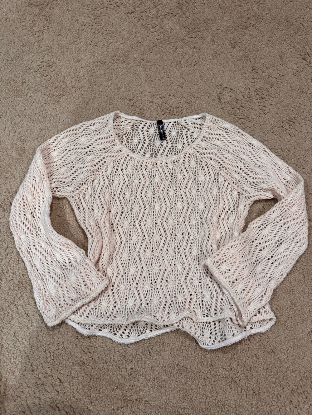 Light Pink Open Knit Long Sleeve Sweater